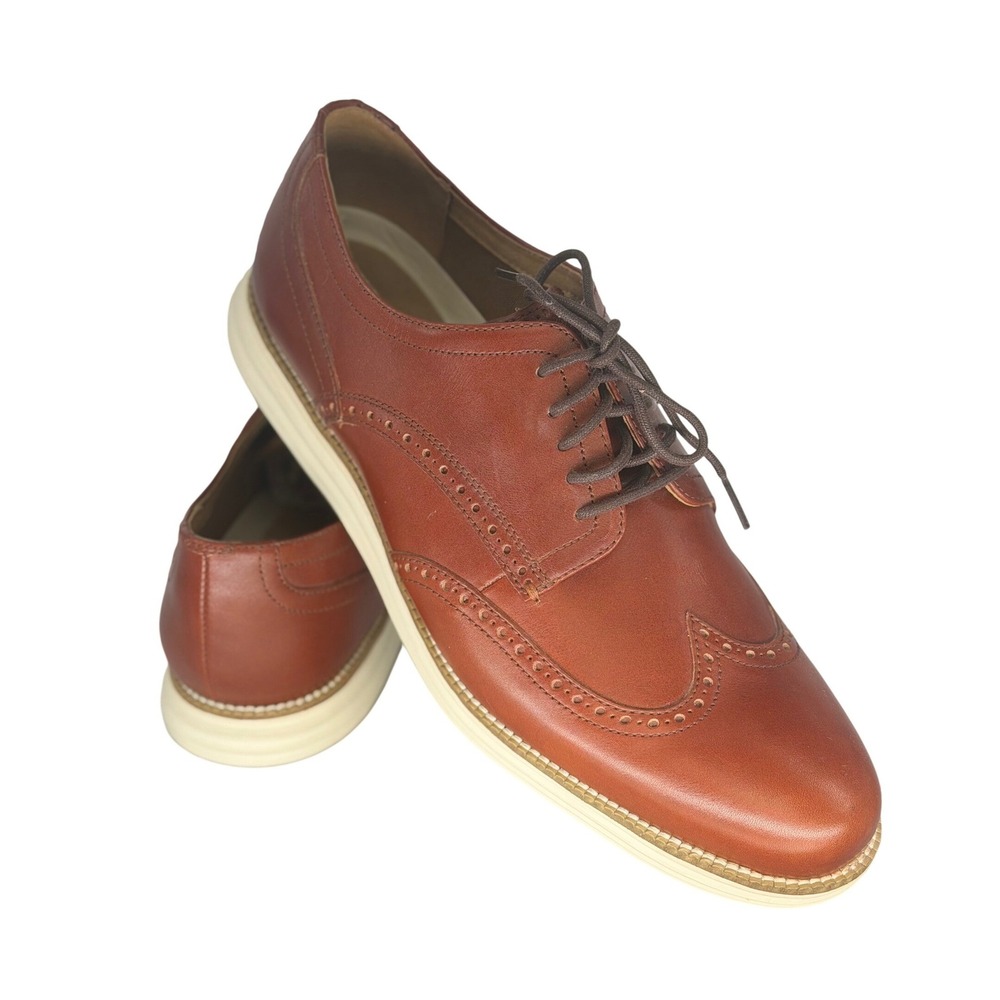 Cole‎ Haan Grand OS Mens British Tan Leather Wingtip Oxford Dress Shoes Size 13